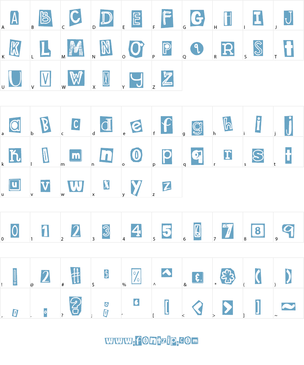 DJB Ransom Note Clipped Font Character